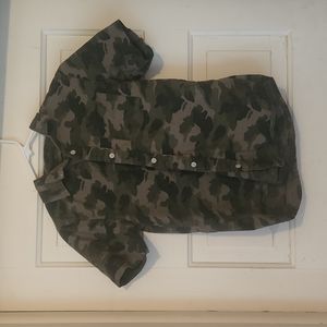 Boys Camo Short Sleeve Button Up